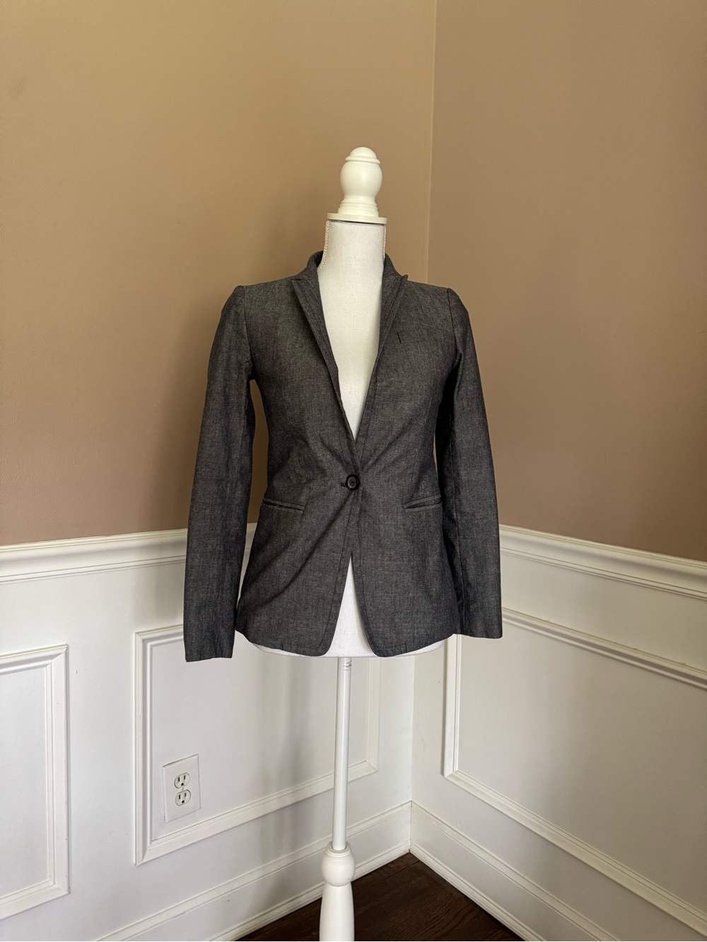 J.Crew Gray Linen Blend Structured Blazer – Size 00 - Picture 2 of 9